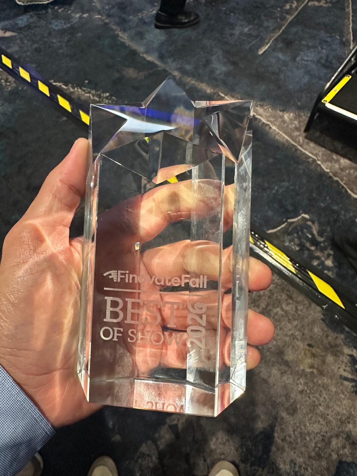 FinovateFall 2026 Best of Show trophy
